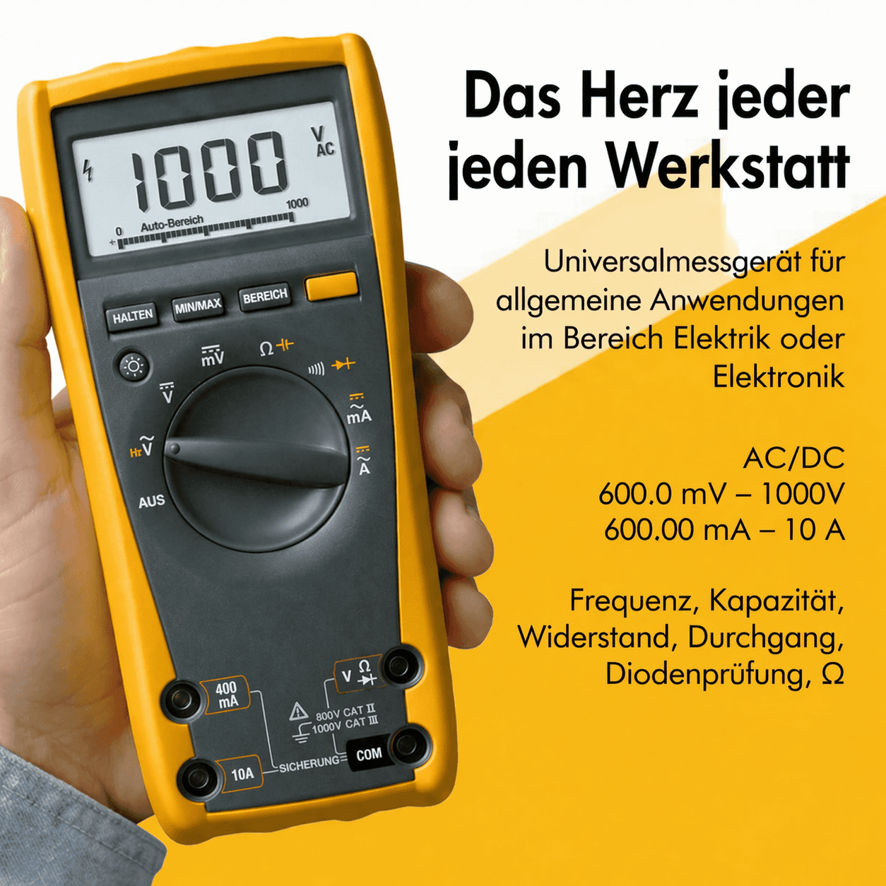 Fluke Digital Multimeter – 1000V CAT II, EU Version (Fluke 12E+ / 15B+ / 17B+)