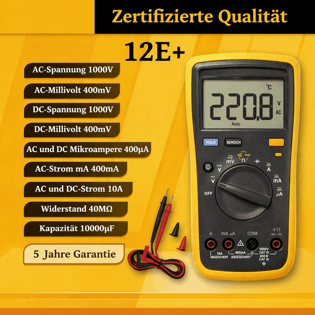 Fluke Digital Multimeter – 1000V CAT II, EU Version (Fluke 12E+ / 15B+ / 17B+)